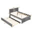 Lit plateforme double tapissier avec gigogne gris