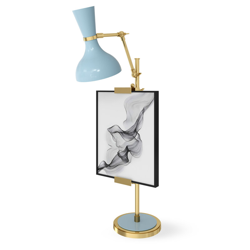 Clare Table Lamp, Baby Blue, Modern Brass