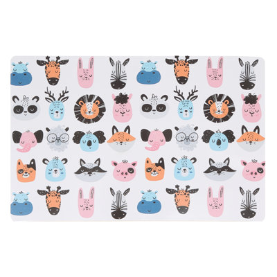 Napperon en plastique (visages d'animaux mignons) - ensemble de 12
