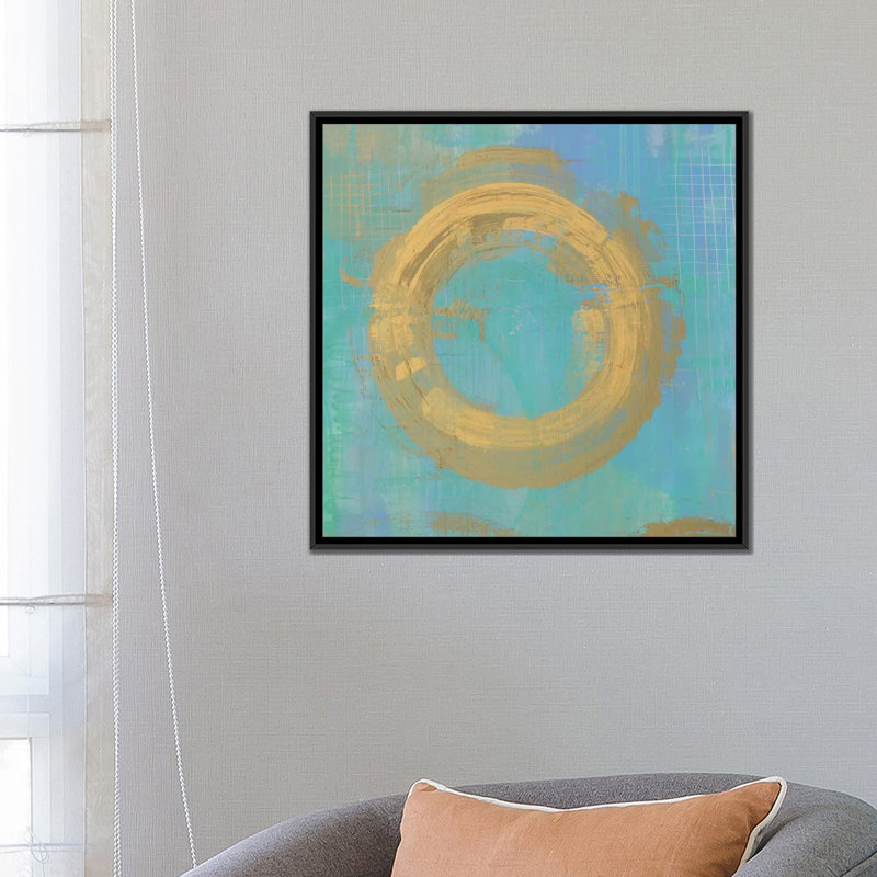 Doré cercles ii, reproduction d’art sur toile tendue, H 26 po x l 26 po x P 1,5 po, Toile encadrée noire, Pas de tapis