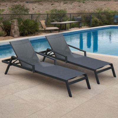 Adjustable Outdoor Lounger With Aluminum Frame Outdoor Fabric Chaise Lounge by Elegance Furnishings