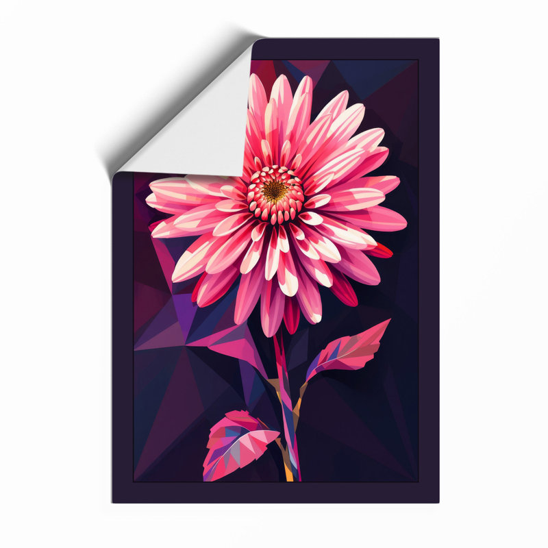 Pink Gerbera Geometric Botanical - Framed Print, A3 - 42.0 x 29.7 cm, Unframed