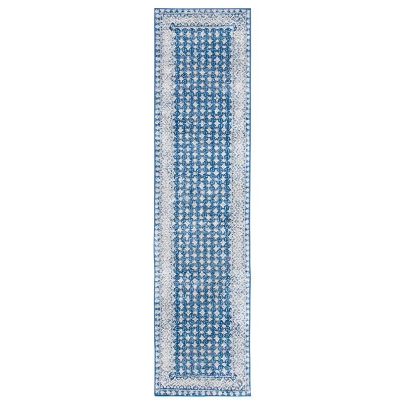 Tapis oriental bleu marine Adel, Tapis de couloir 2 pi x 12 pi