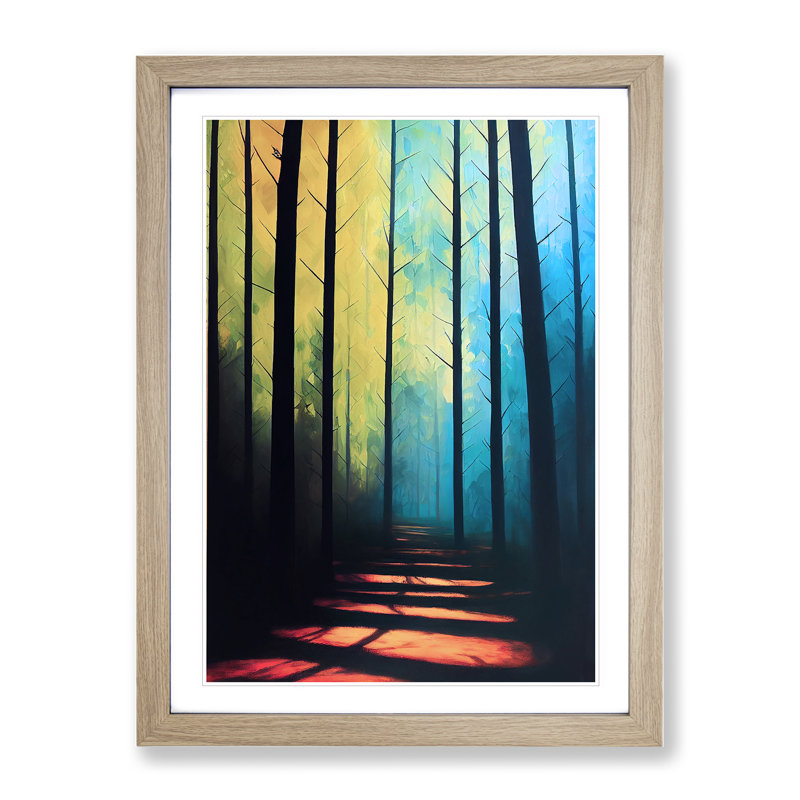 A Colourful Forest No.1 - Single Picture Frame Print, Oak, 64cm H x 46cm W x 2cm D