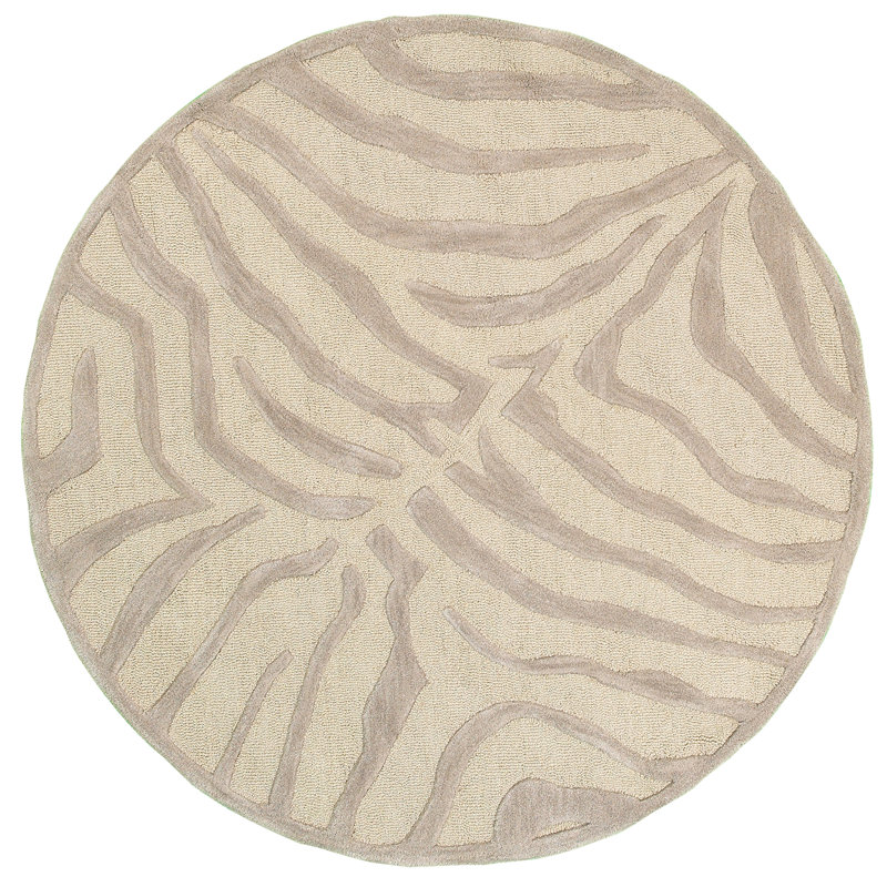 Tapis gris / argenté touffeté à la main Duley, Rond 8 pi