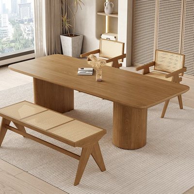Brown Rectangular Solid Wood Dining Table