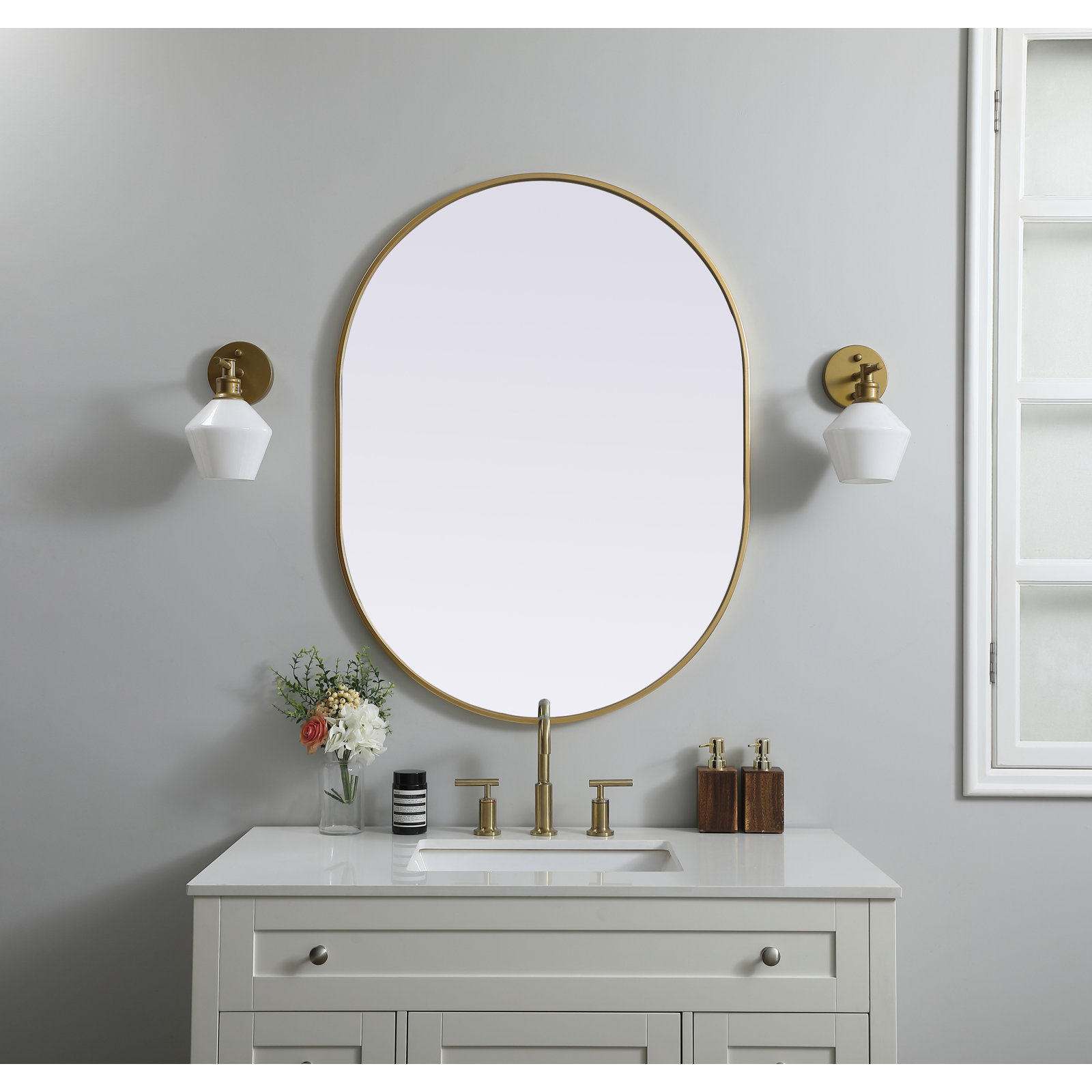 Sabine Accent Mirror, Brass, 40" x 30"