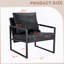 Ensemble de 1 canapé classique en cuir de polyuréthane noir et structure en métal - Conception ergonomique, un mélange parfait de styles moderne et industriel