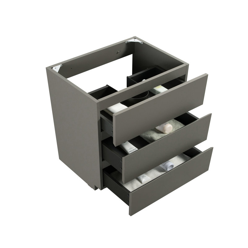 Meuble-lavabo gris sans lavabo - 3 tiroirs, design élégant et moderne, rangement maximal, fonctionnement silencieux et fluide, ergonomie optimale, tiroirs, style épuré et moderne.