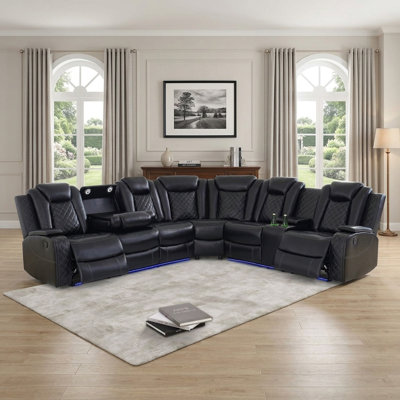 Canapé modulaire inclinable électrique en cuir Shamla