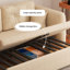 Canapé-lit moderne en cuir blanc cassé rétractable avec rangement-129767737