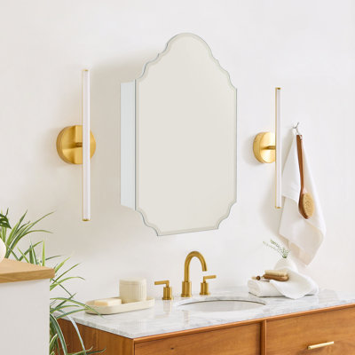 Velora 20'' W 30'' H White Frameless Medicine Cabinet Mirror 2 Adjustable