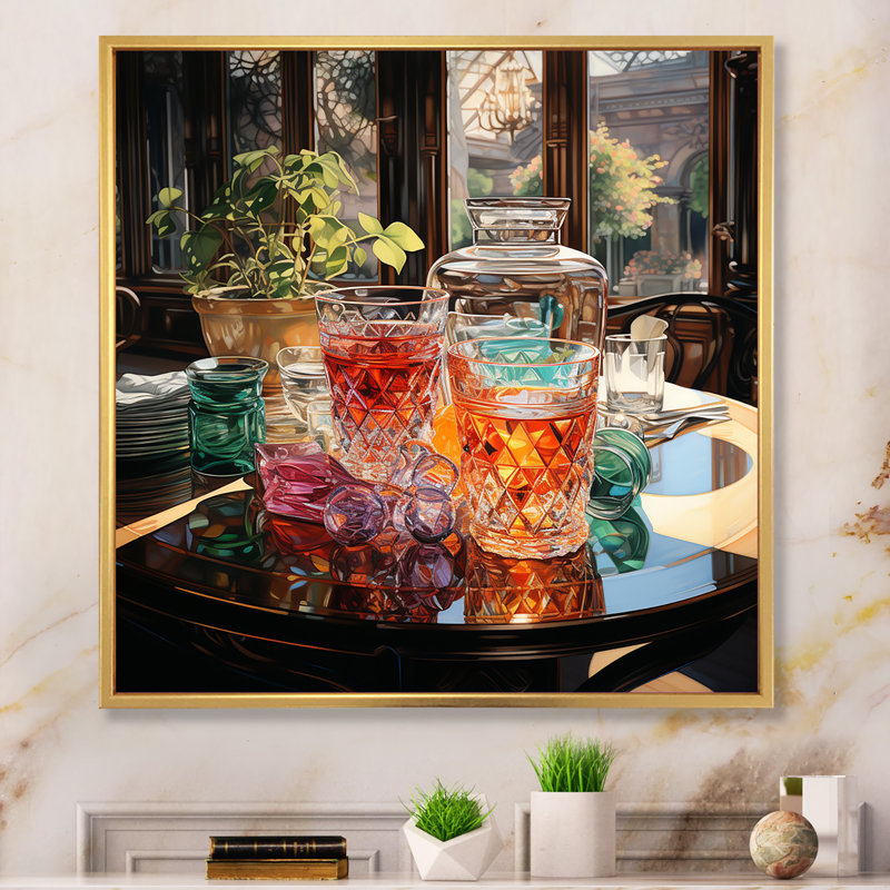 "Creative Beverage Assortement IV" sur toile, H 24 po x l 24 po x P 1 po, Cadre flottant doré