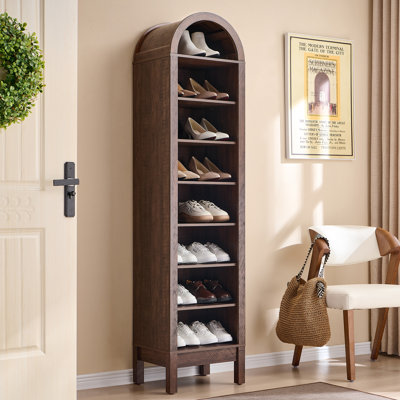 71" Tall Arched Bathroom Storage Cabinet, Wooden Rack with 3 Adjustable Shelves