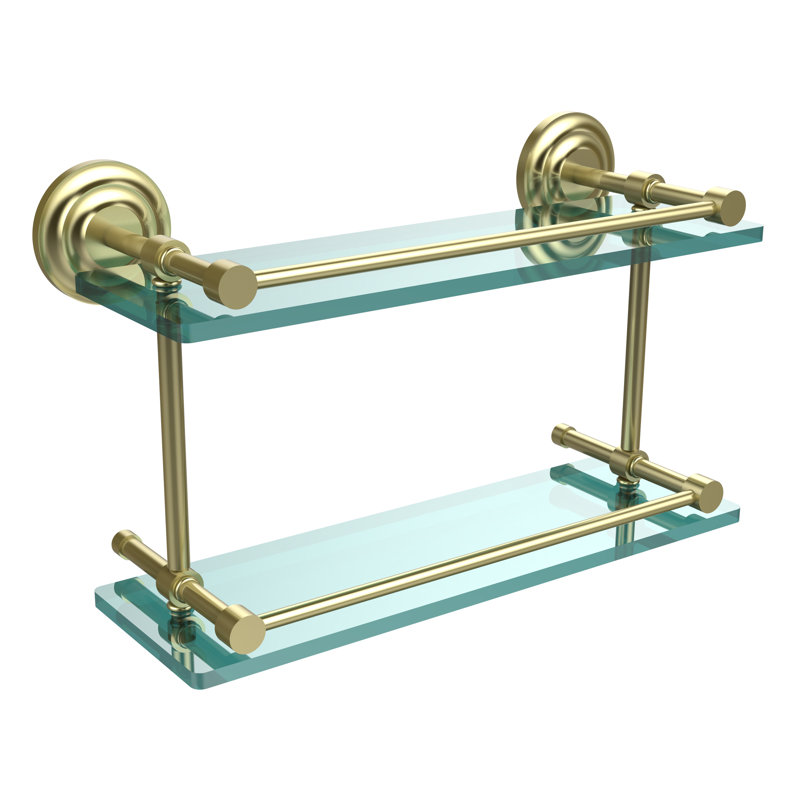 Leamore 2 Piece Tiered Shelf, Satin Brass, 8" H x 16" W x 5" D