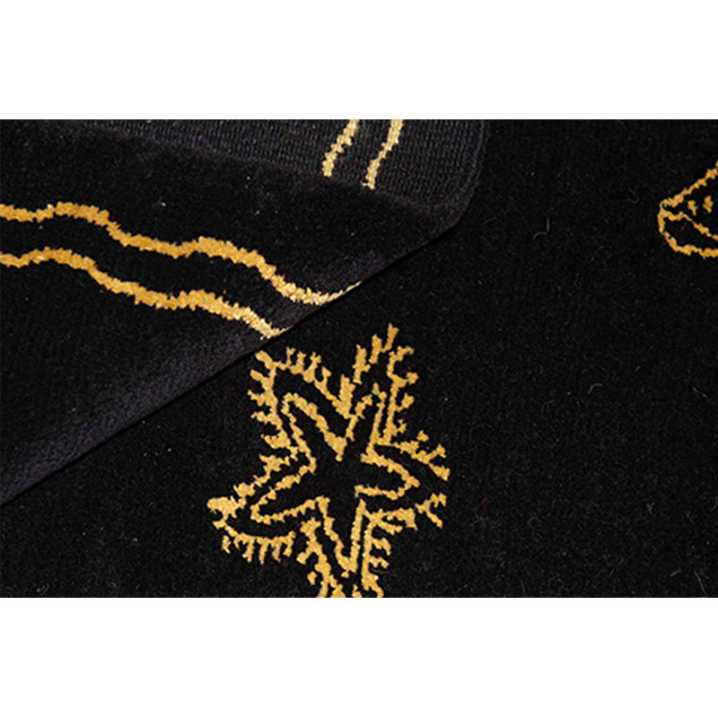 Wool Area Rug in Black/Yellow
