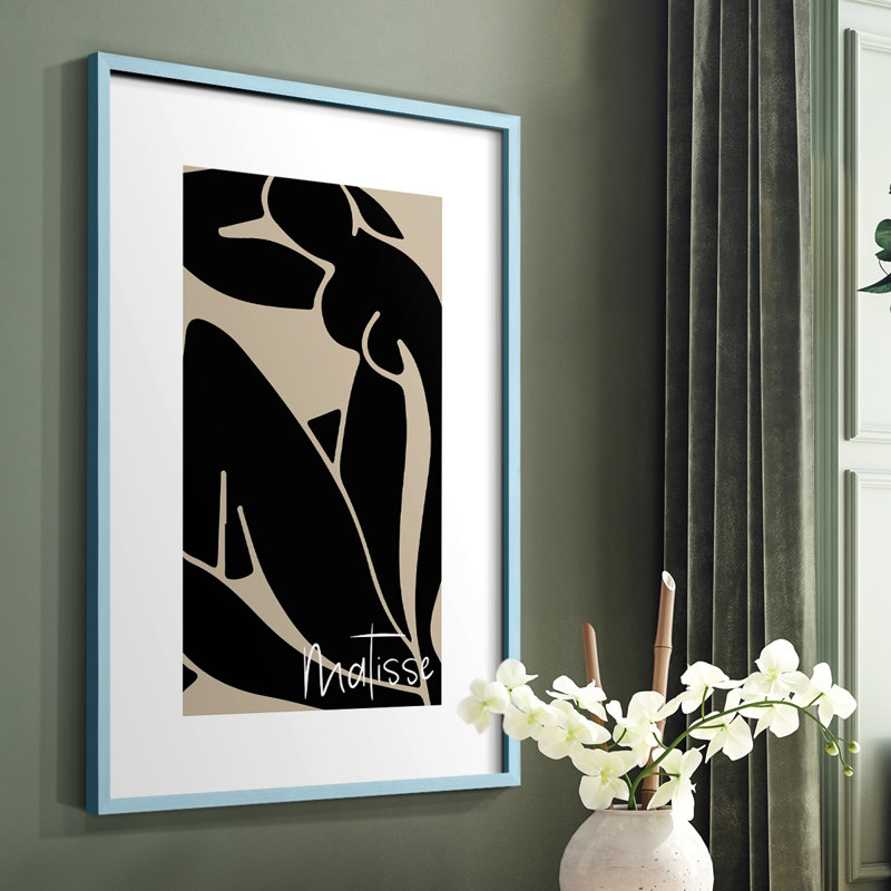 Matisse CCCIII Framed Print - Solid Wood, 10" H x 8" W, Blue