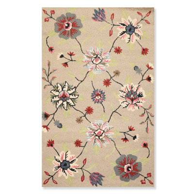 Tapis de taupe en laine touffeté à la main persan oriental Rector