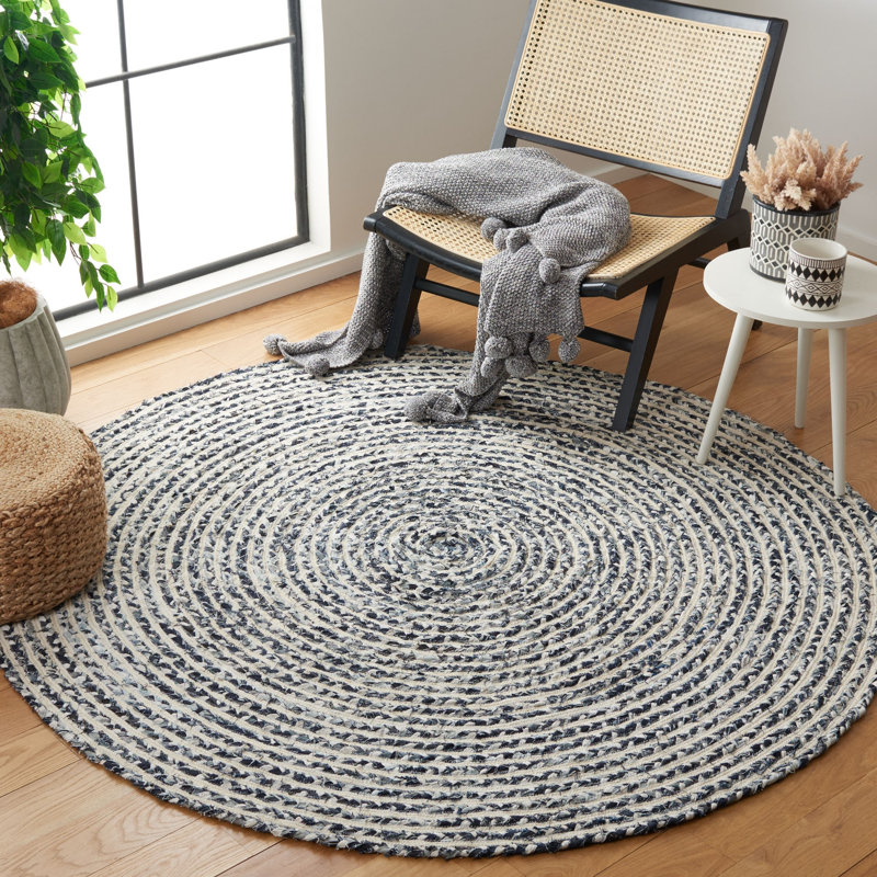 Nini Handmade Cotton Striped Rug, Round 6'