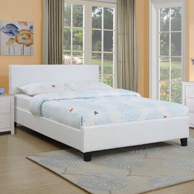 Structure de lit tapissier de style grand lit de style classique blanc en similicuir 1 pièce pour utilisation dans la chambre à coucher