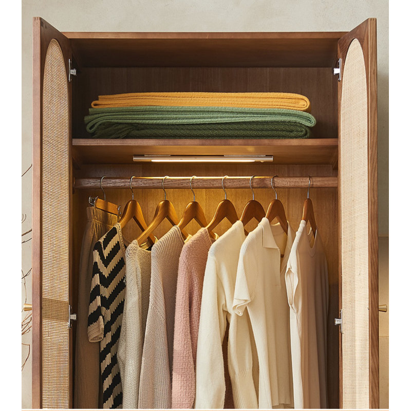 Simple Rattan Wardrobe, Walnut