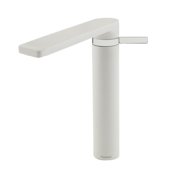 Robinet de cuisine à poignée simple Arola, White and Chrome