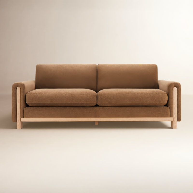 Adika 88" Upholstered Sofa, Elite Camel Textured Weave