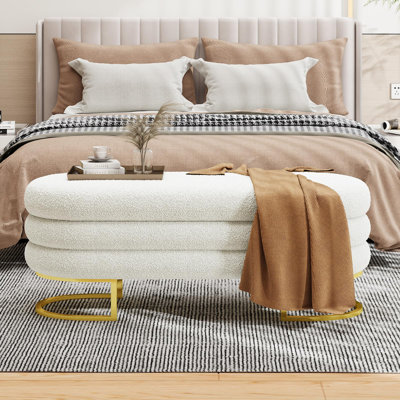 Grand banc repose-pieds ovale avec rangement pour chambre à coucher