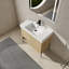 Ensemble de meuble-lavabo 36 po avec lavabo simple en résine, ensemble d'armoires de rangement modernes 2 portes, bois massif multicouche, chêne