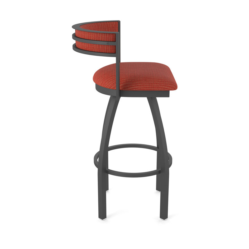 Tabouret Artémis, Étain, Tabouret de bar (siège d'une hauteur de 36 po), Tissu - graphite coquelicot