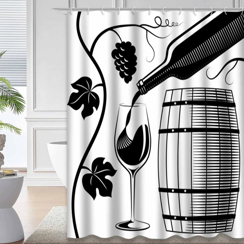 Rideau de douche noir avec 12 crochets, L 72 po x l 84 po