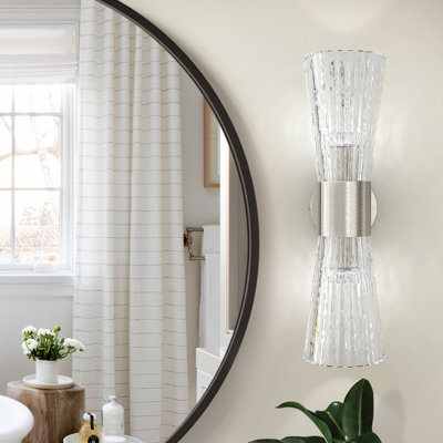 Éclairage pour salle de bain à 2 lumières en fer et nickel H 16,75 po Gilmer Gilmer