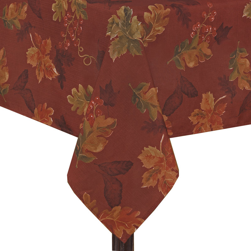 Coello Floral Thanksgiving Tablecloth, 84" L x 60" W, Brick