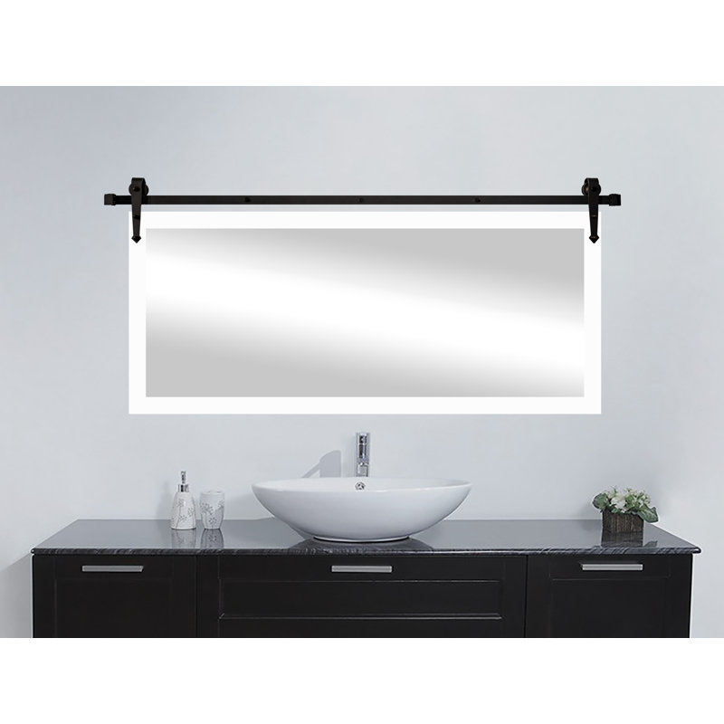 Miroir de salle de bain singapour, H 30 po x l 53 po, Blanc satiné
