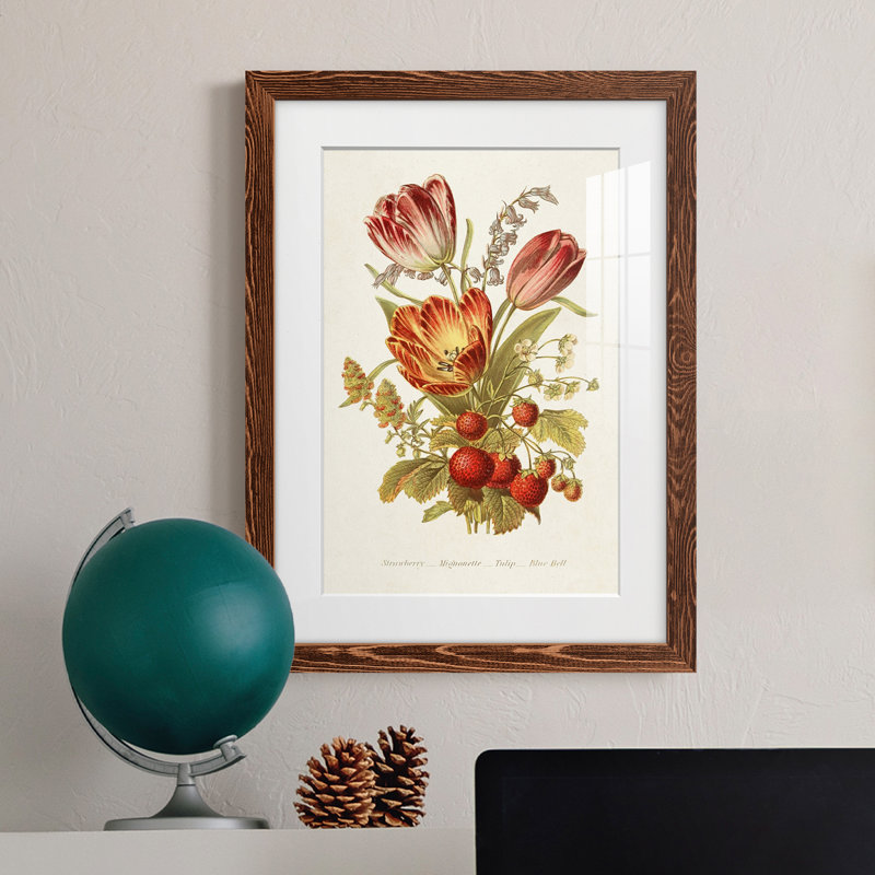 " Antique Floral Bouquet IV ", Maple Framed, 44" H x 31" W x 1" D