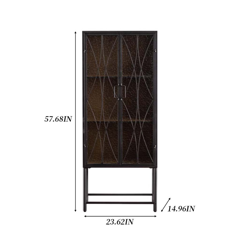 Bibliothèque noire avec portes en verre
