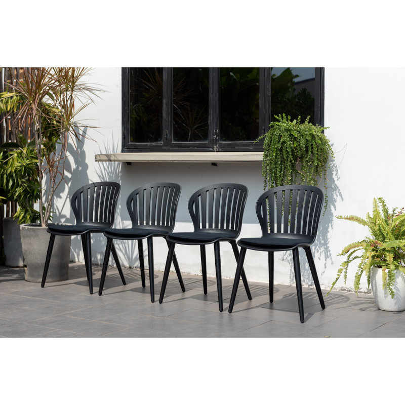 Chaise d'appoint de terrasse en aluminium et résine Kypros, Chaise noire