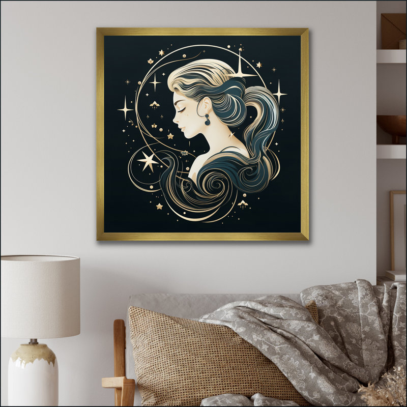 Astrologique Stargazer VI sur toile, Cadre doré à une seule photo, H 36 po x l 36 po