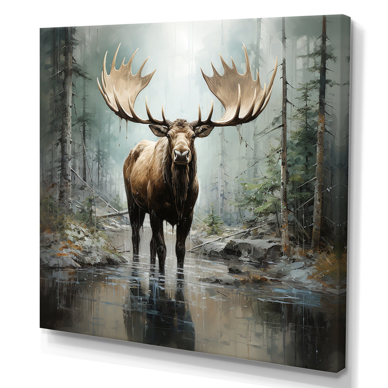 Art sur toile, "Mystic Moose in Forest II", Toile tendue, H 30 po x l 30 po x P 1,5 po