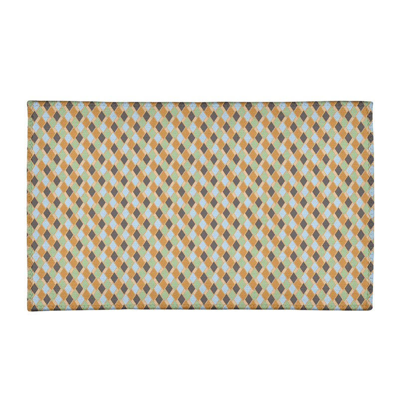 Tapis jaune/brun losanges rétro, Rectangle 3 pi x 5 pi