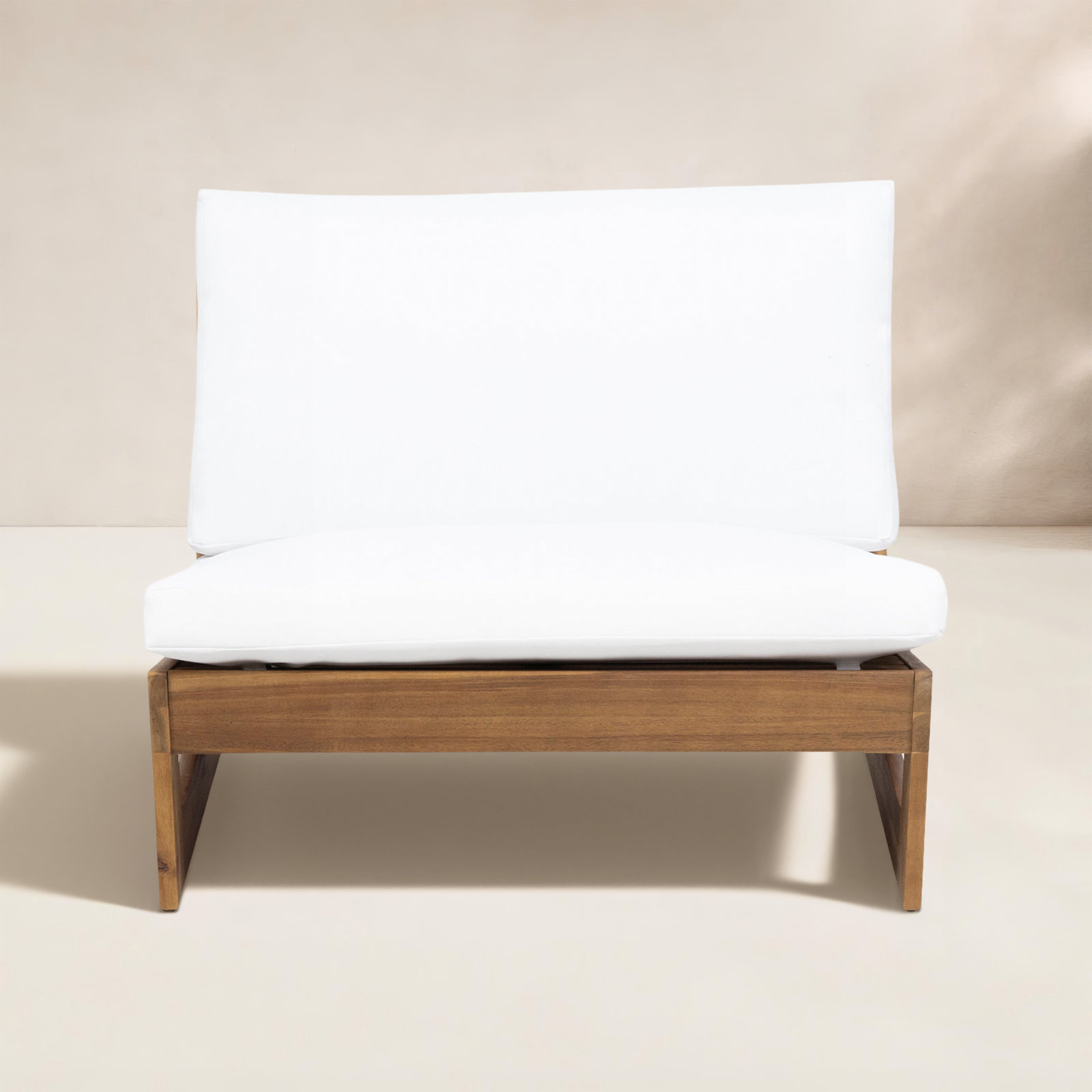 Louise Acacia Patio Lounge Chair, White Cushion/Teak Frame