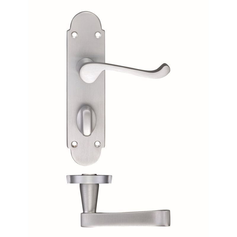 Patternsin Bathroom Door Handle, Satin Chrome