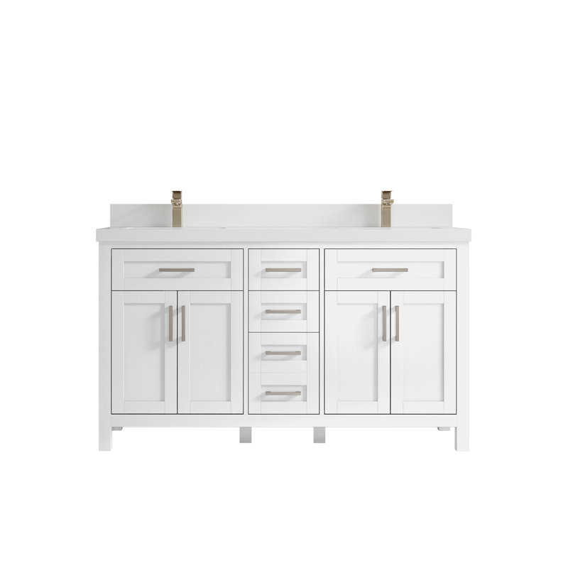 Ensemble de meuble-lavabo double 60 po, Blanc