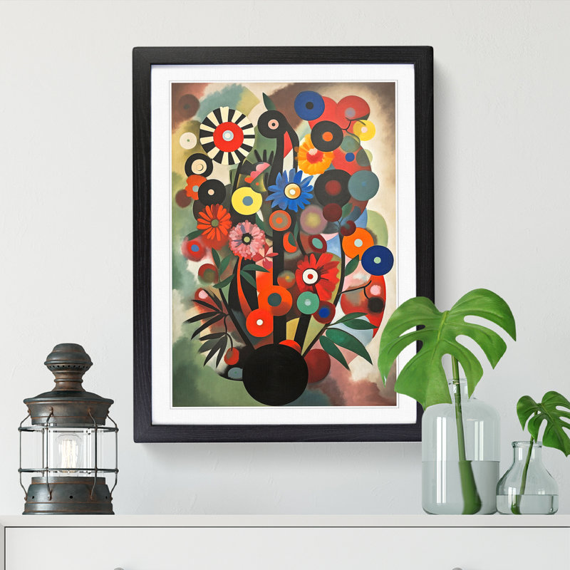 Bauhaus Flowers Vol.4 - Single Picture Frame Print, 34cm H x 25cm W, Black