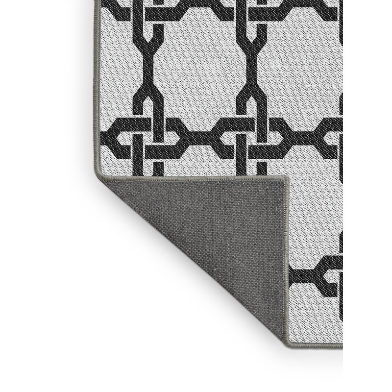 Tapis noir/gris tissé à la machine, Rectangle 7 pi x 10 pi