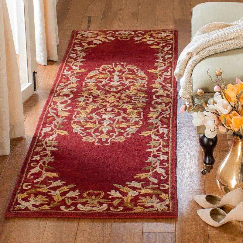Tapis oriental en laine touffeté à la main Balthrop, Tapis de couloir 2 pi 3 po x 12 pi