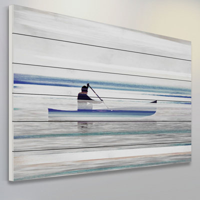 Lake & Lodge " Canoe On Calm Lake " by Parvez Taj