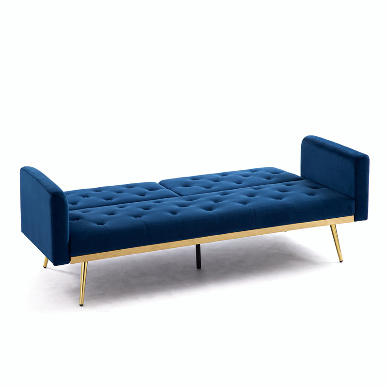 Canapé-lit futon convertible Tervon, Blue Velvet