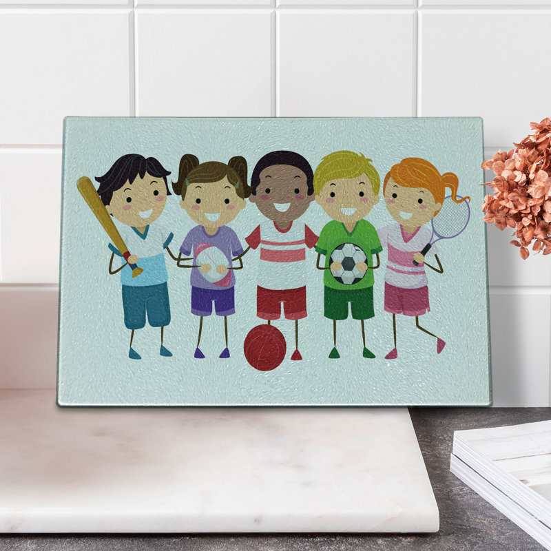Multicolore planche à découper en verre trempé Ambesonne Sports