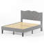 Structure de lit plateforme moderne avec tête de lit tapissier et lattes en bois - aucun sommier requis, assemblage facile-229514865